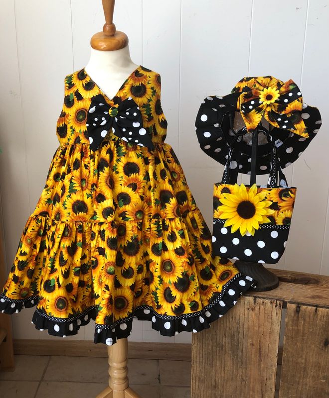 ThorntKat Kids Handmade Girls Sunflower Dress