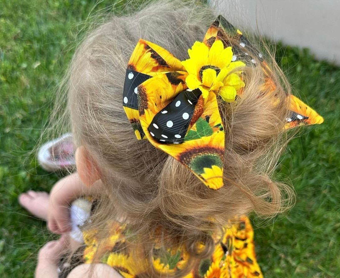 ThornKat Kids Handmade Girls Sunflower Hair Bow