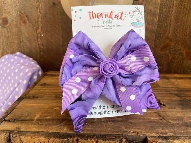 ThornKat Kids handmade Girls Purple Rose Bow