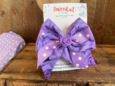 ThornKat Kids handmade Girls Purple Rose Bow