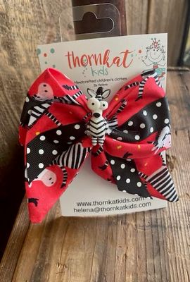 ThornKat Kids Girls Handmade Silly Zebras Hair Bow
