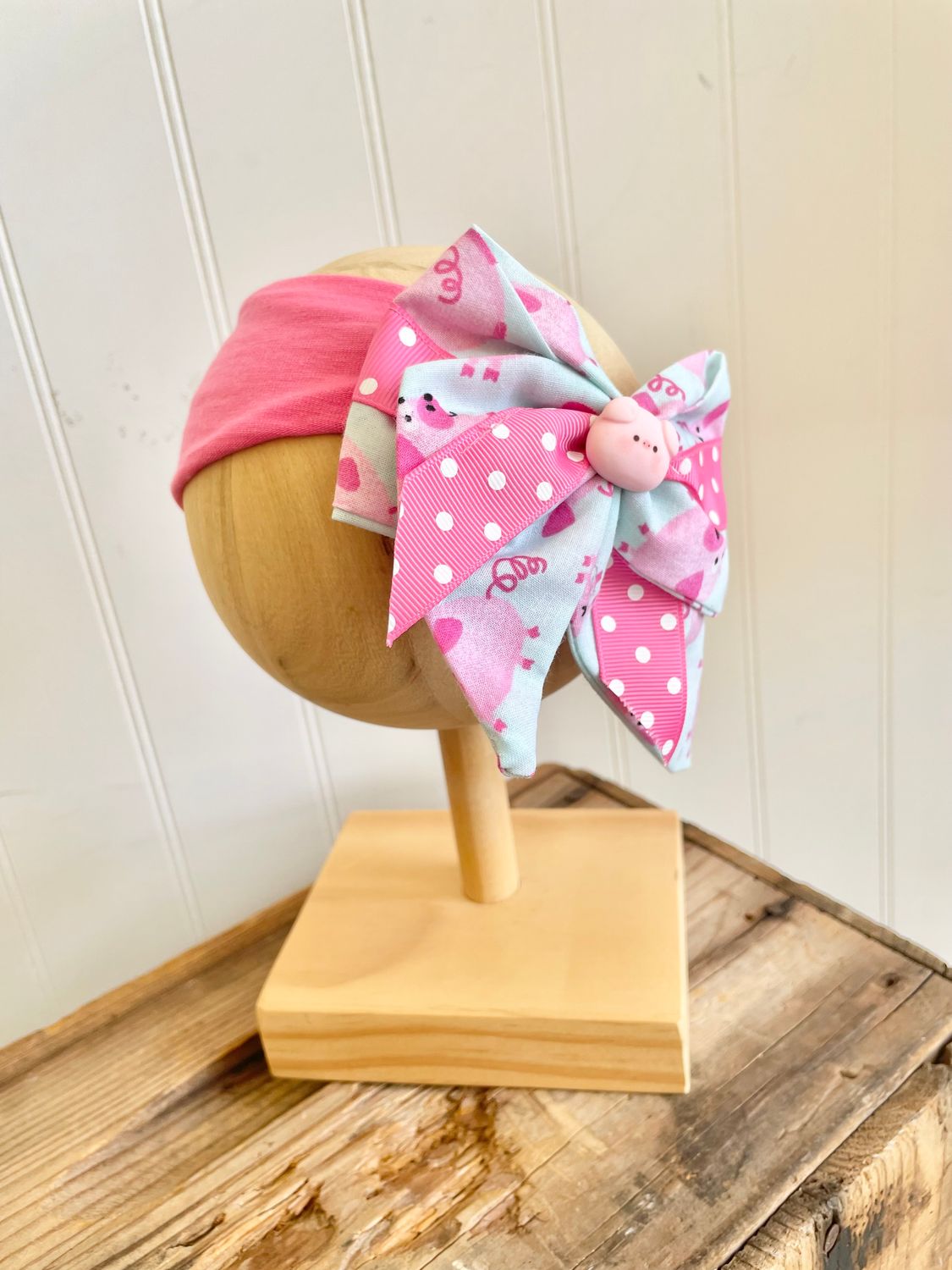 ThornKat Kids Handmade Girls Pink Piggy Headband