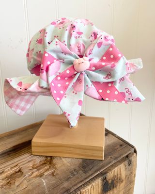 ThornKat Kids Handmade Girls Pink Piggy Hat