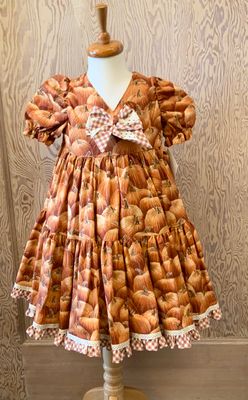 ThornKat Kids Handmade Girls Festive Pumpkin Dress