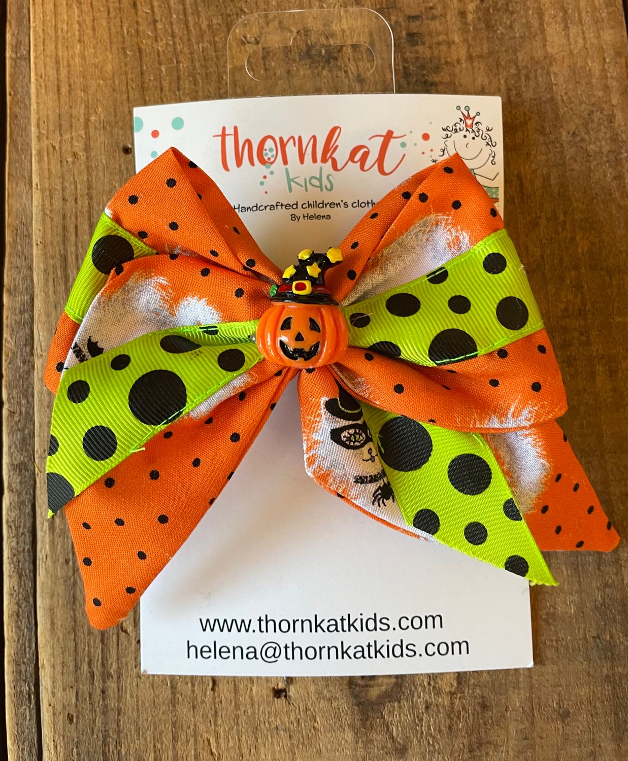 Thornkat Kids Handmade Halloween Kitties Hair Bow