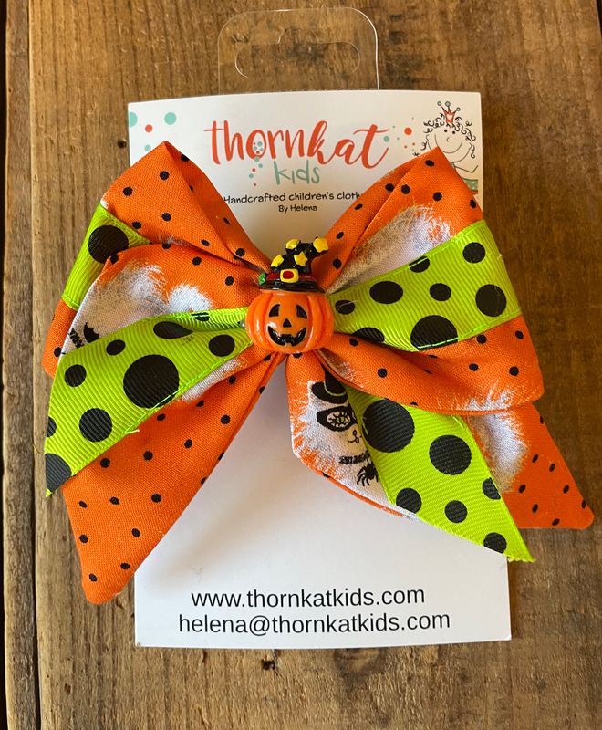 Thornkat Kids Handmade Halloween Kitties Hair Bow