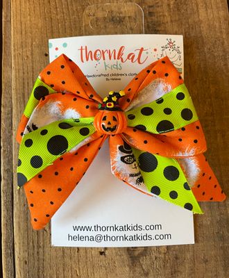 Thornkat Kids Handmade Halloween Kitties Hair Bow