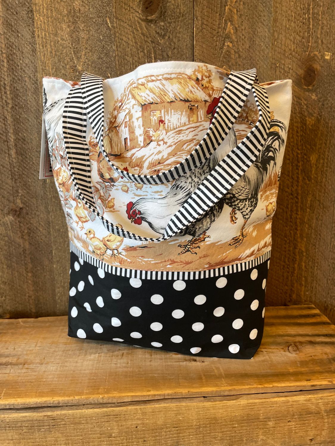 Rooster and hen tote bag