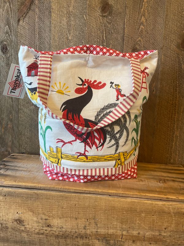 Cockadoodle doo Rooster tea towel tote bag