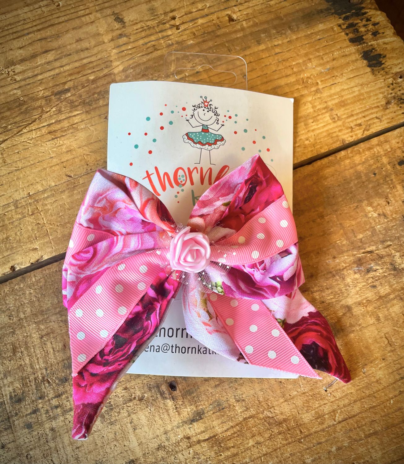 Pink rose hair bow