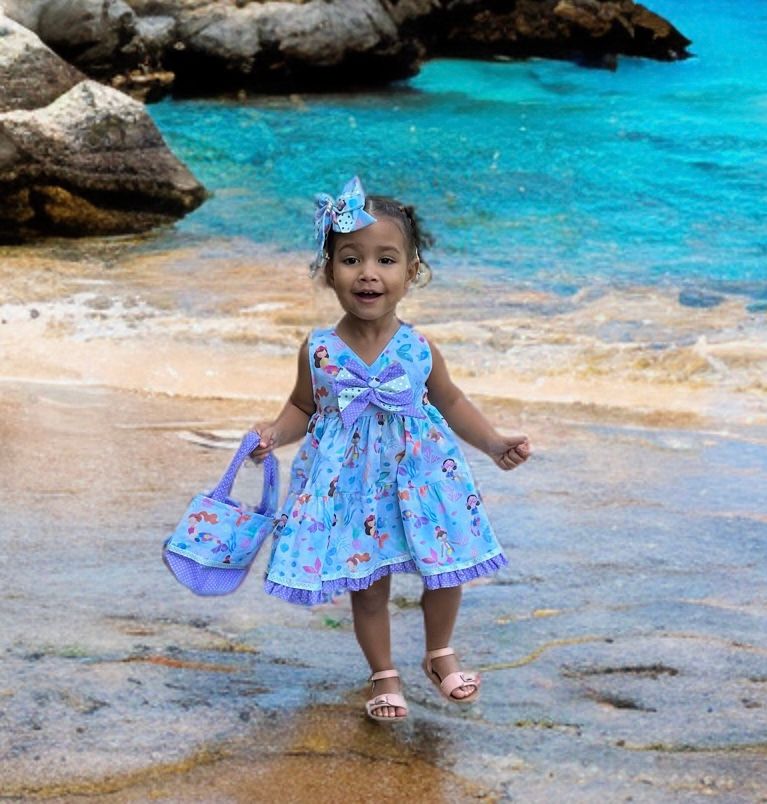 Girls watercolor mermaid dress