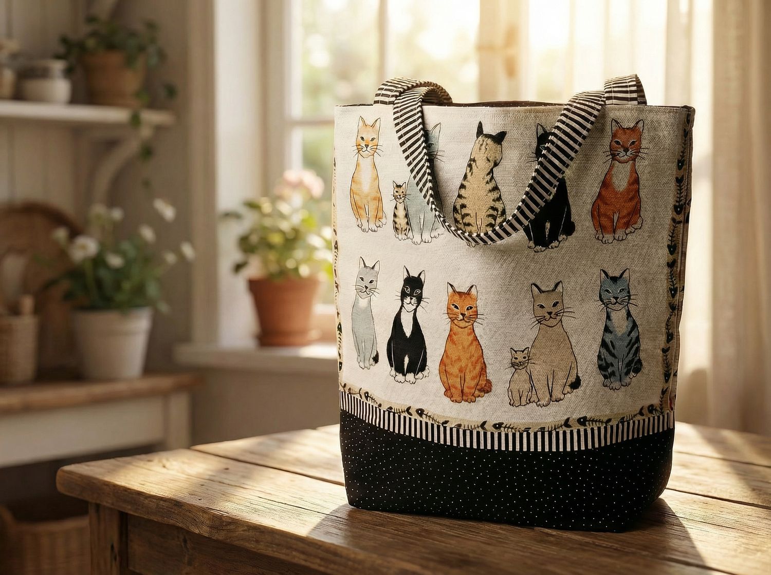 Cats coming and going tote bag