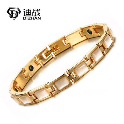 Health Care Bracelet Jewelry European And American Hot Selling Magnetic 18K Gold Cat&#39;s Eye Stone Vacuum Electroplated Chain Bracelet For Women