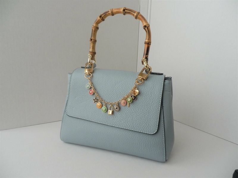 BORSA MANICO BAMBU' VERA PELLE