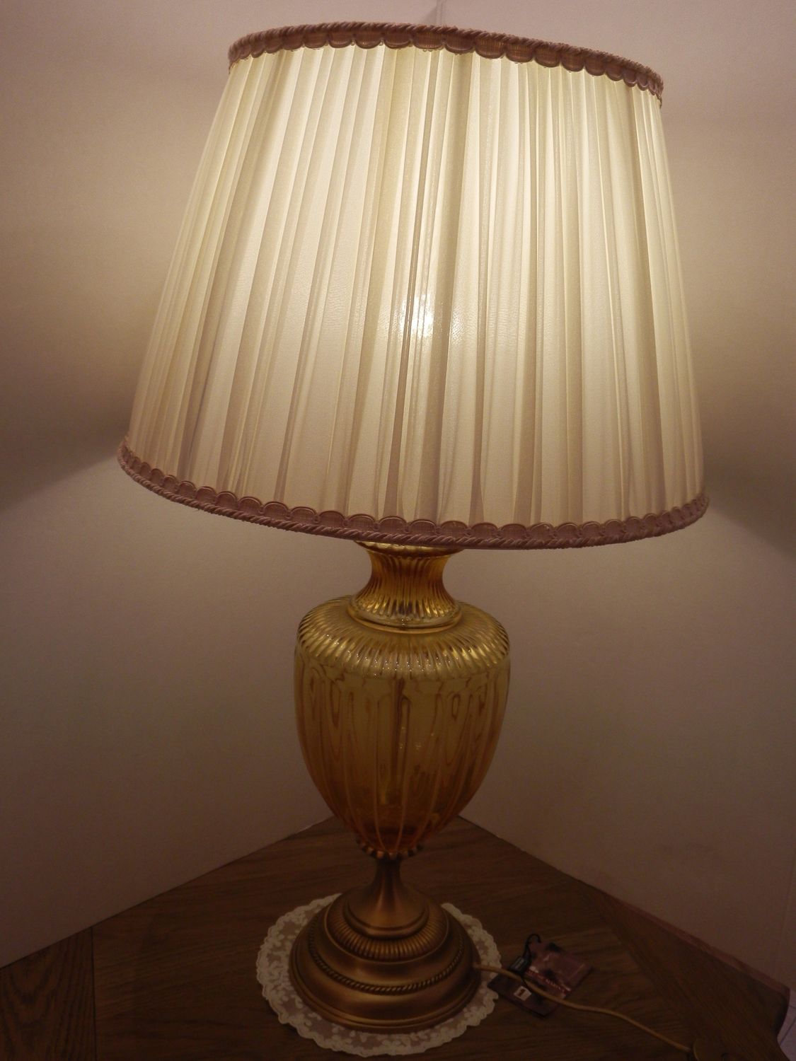 LAMPADA IN CRISTALLO MOLATO E BRONZO