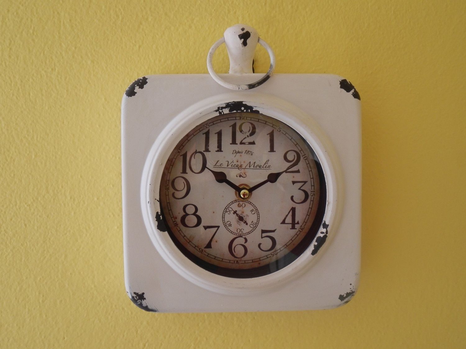 Orologio da parete in ferro laccato anticato e vetro
