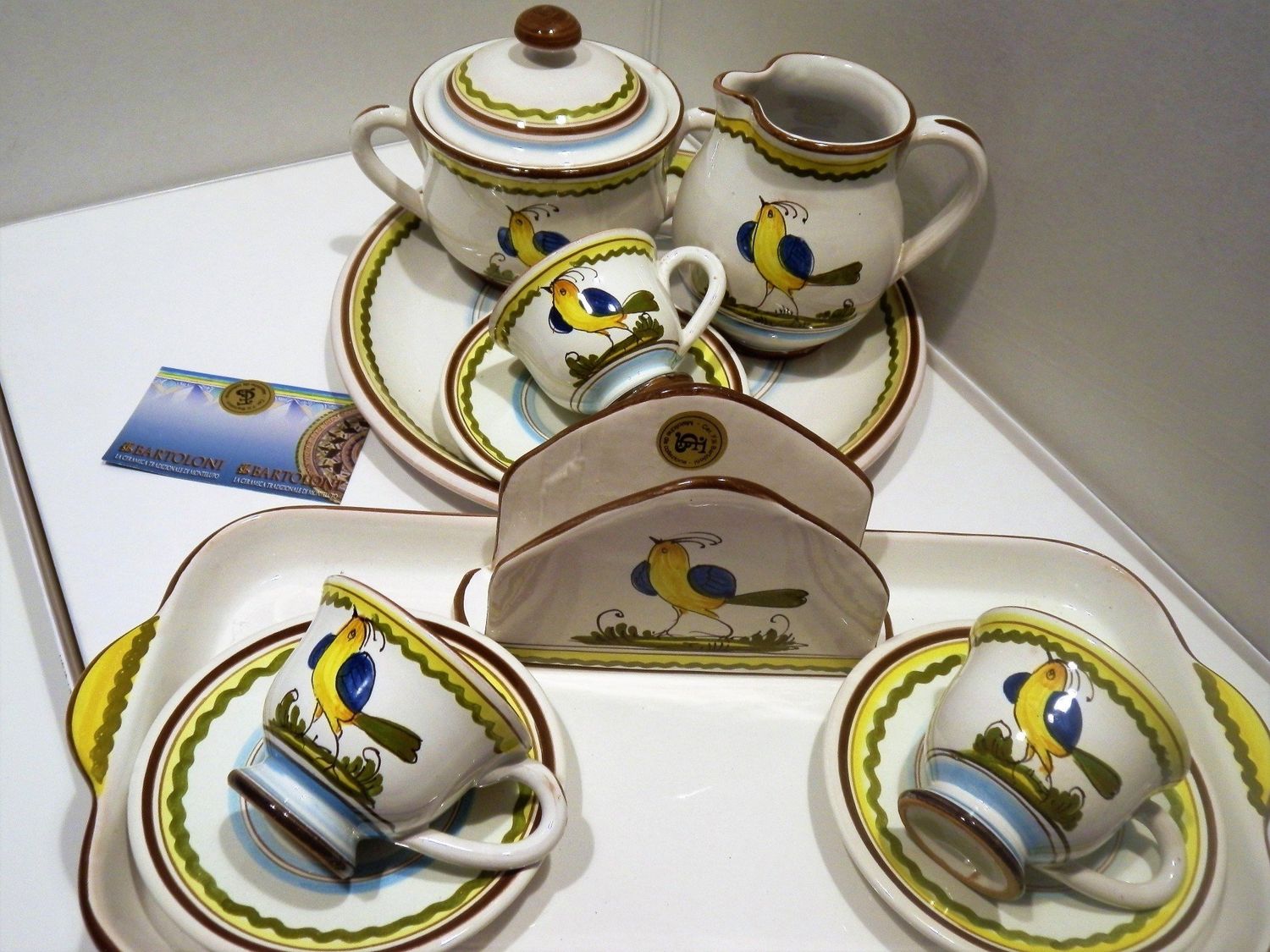 Servizio caffè e porta dolci in Maiolica Artistica di Montelupo - 100% MADE IN ITALY