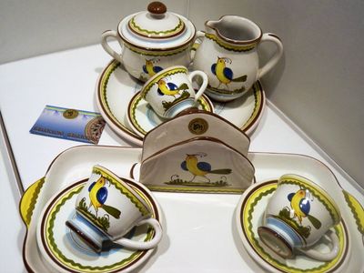 Servizio caffè e porta dolci in Maiolica Artistica di Montelupo - 100% MADE IN ITALY