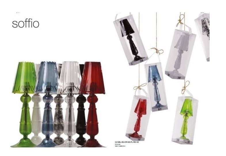 Lampada in vetro colorato lavorato a rilievo