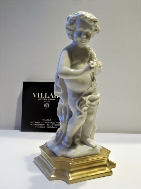 Putto Putto " Primavera " in porcellana e oro