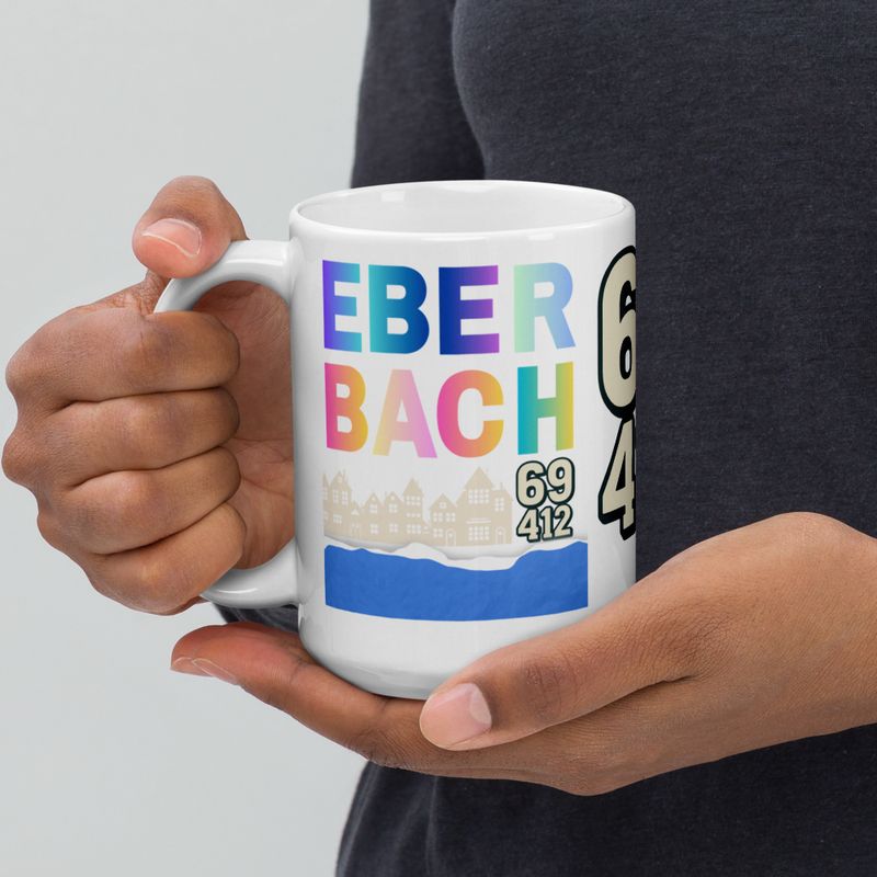 Weiße, glänzende XL Panorama-Tasse  – Heimat zum Anfassen-15oz
