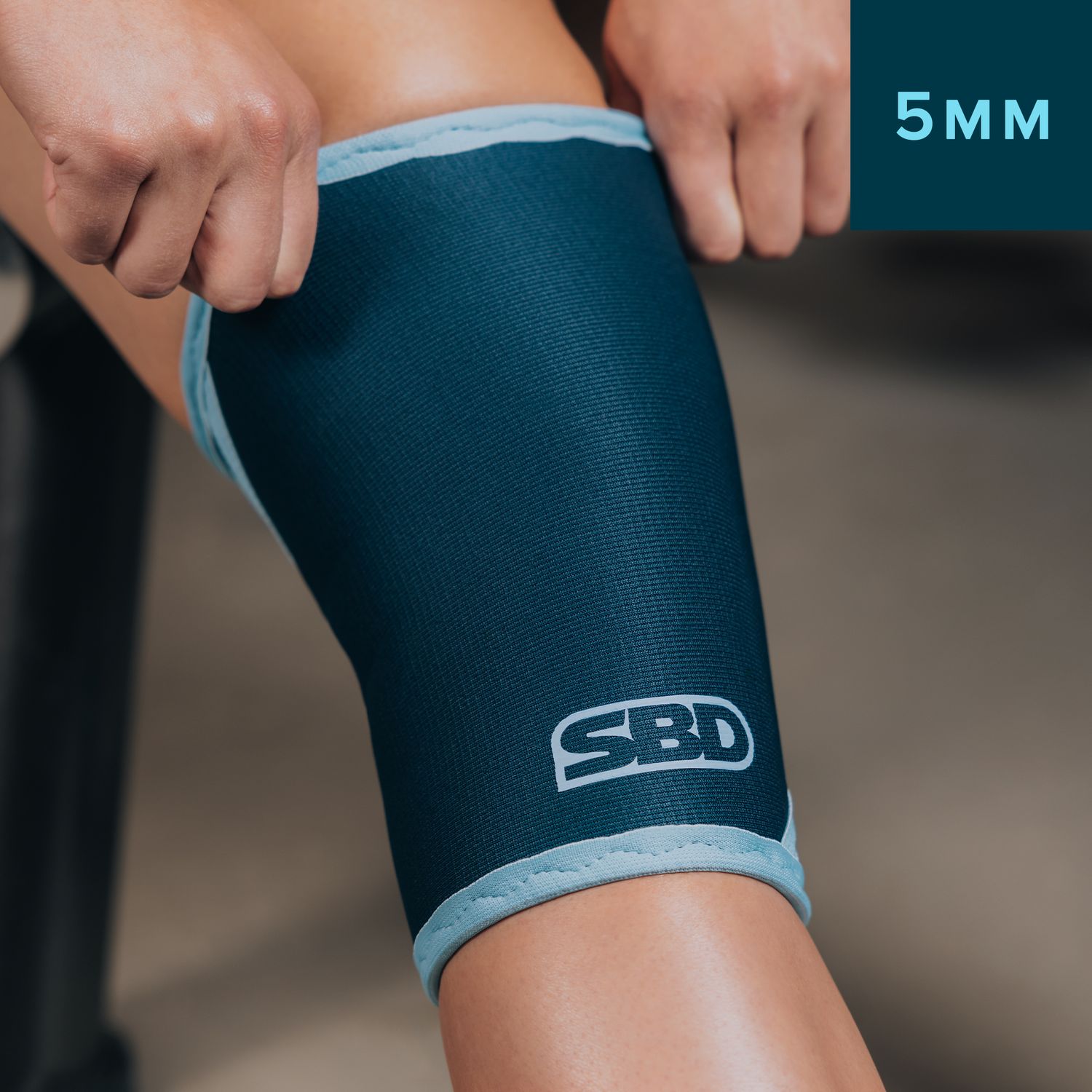 Наколенники тяжелоатлетические Weightlifting Knee Sleeves &quot;Reflect&quot;, 5mm, Teal/Blue, SBD