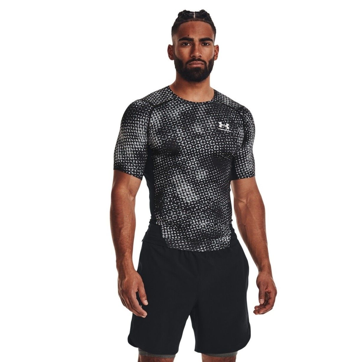 Рашгард HG &quot;Compression Printed Short Sleeve&quot;, Men&#39;s, Black/Bolt Grey, Under Armour