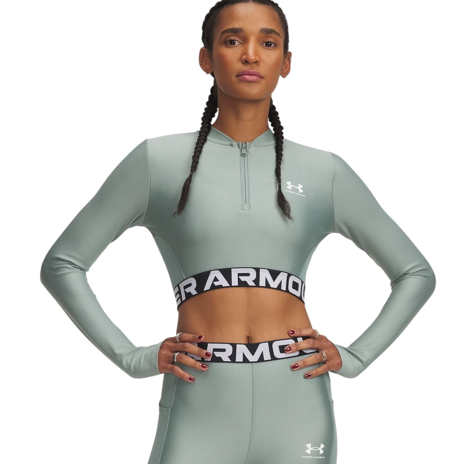 Рашгард &quot;HeatGear Rib 1/4 Zip LS&quot;, Silica Green, Under Armour