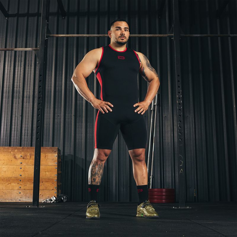 NEW!!!  Комбинезон &quot;Classic&quot;, Weightlifting Singlet 2025, Men&#39;s, Black/Red, SBD