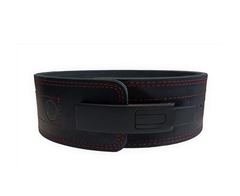 Пояс для пауэрлифтинга c черным карабином (3-х слойный), Black, (кожа), COBRA