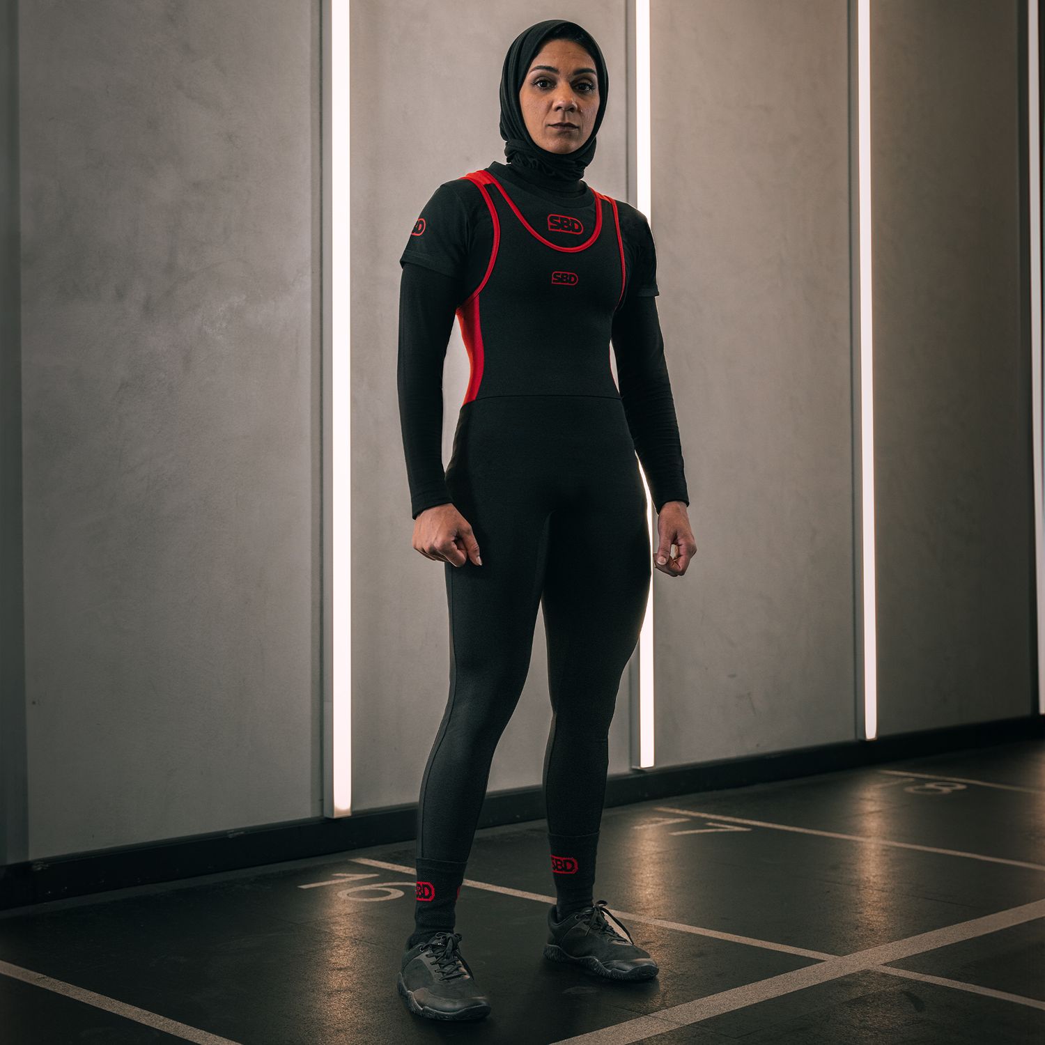 Комбинезон "Classic", Powerlifting Singlet Full Length 2024, Women's, Black/Red, SBD