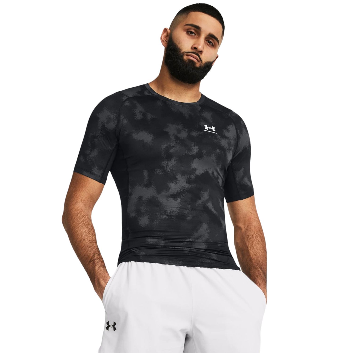 Рашгард "HG Printed Short Sleeve", Men's, Black/White, Under Armour
