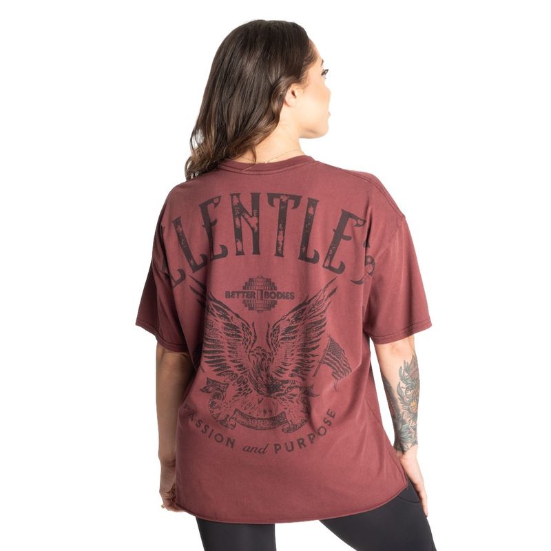 Футболка "Relentless Oversized Teel", Washed Maroon, Better Bodies