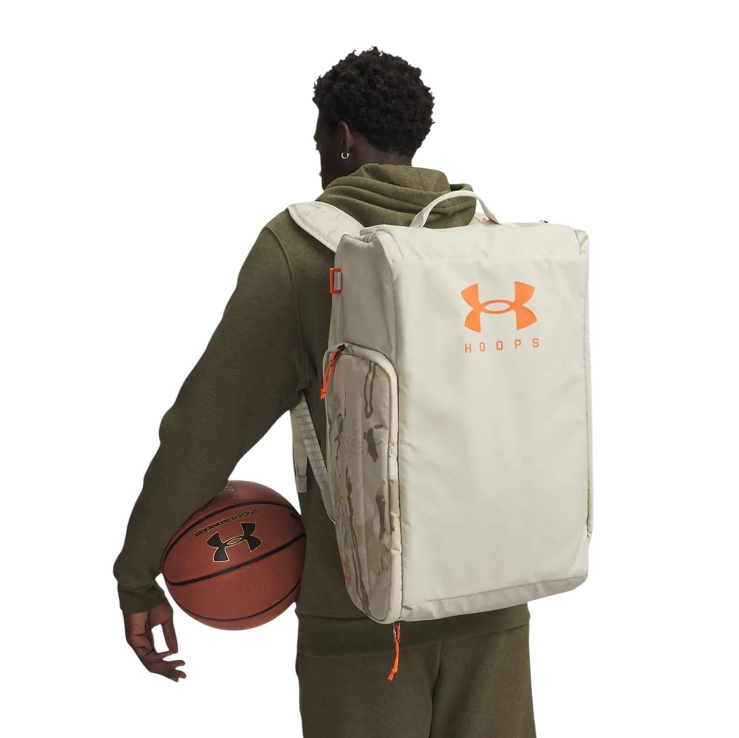 Сумка - рюкзак "UA Contain Duo MD BP Duffle", (50L), Khaki Base/Team Orange, Under Armour