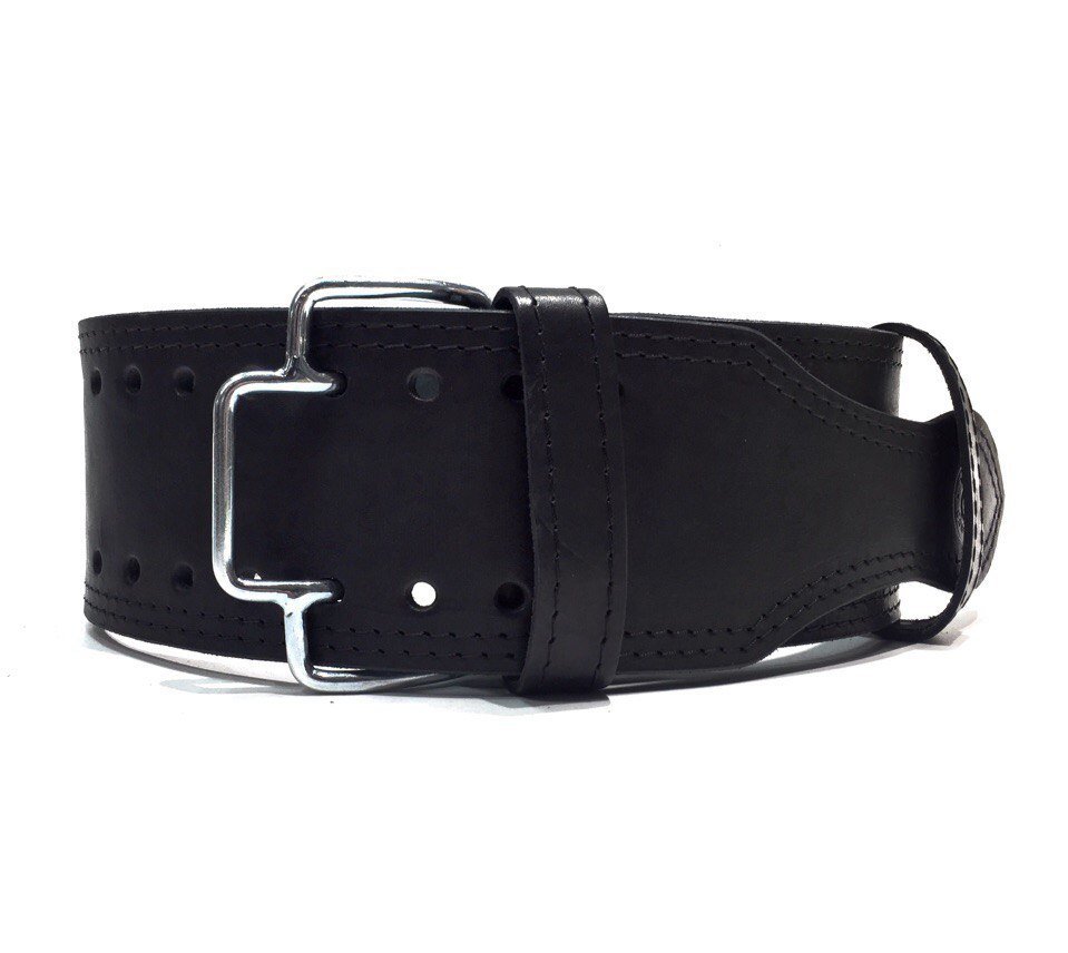 Пояс для пауэрлифтинга, c пряжкой-зацеп (2-х слойный), Black, (кожа), COBRA