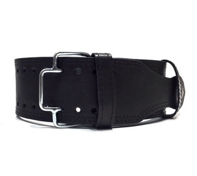 Пояс для пауэрлифтинга, c пряжкой-зацеп (2-х слойный), Black, (кожа), COBRA