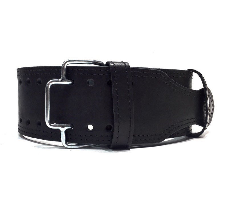 Пояс для пауэрлифтинга, c пряжкой-зацеп (2-х слойный), Black, (кожа), COBRA