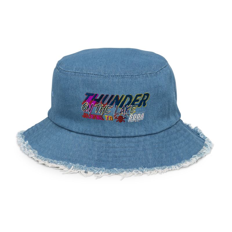 Thunder on the Lake    Distressed denim bucket hat