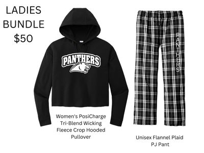 Ladies Cropped Hoodie &amp; PJ Pants Bundle in Black