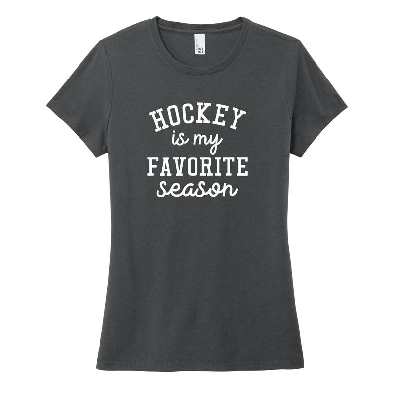 Ladies Crewneck or V-neck Tee My Favorite Season - Hockey