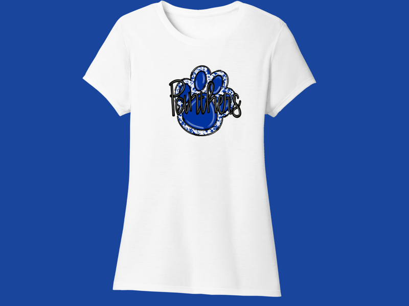 Ladies Cut T-shirt - Panthers Paw Print Paint Splatter WGS04