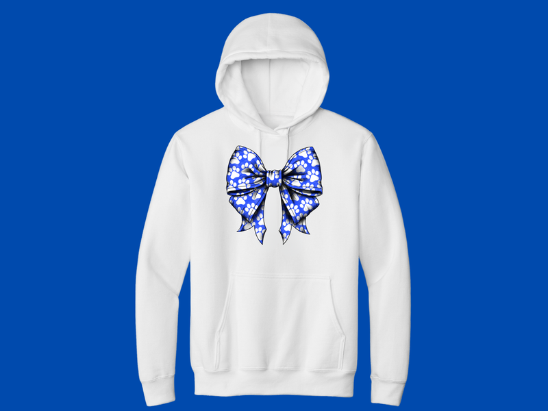 Youth Hooded Sweatshirt - Paw Print Bow WGS28