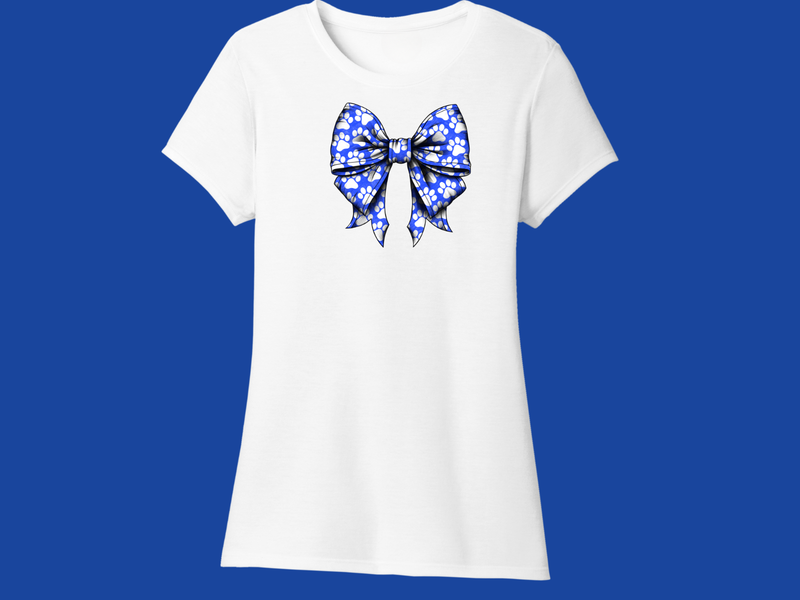Ladies Cut T-shirt - Paw Print Bow WGS28