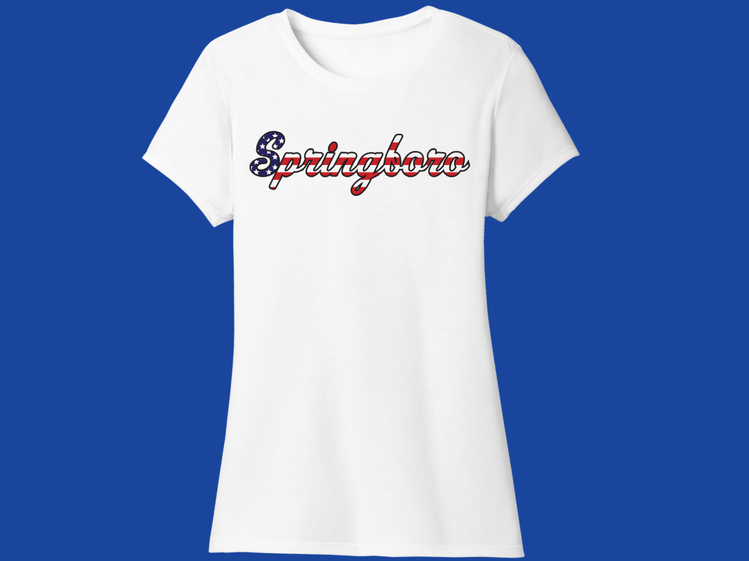 Ladies Cut T-shirt Patriotic City of Springboro 1815