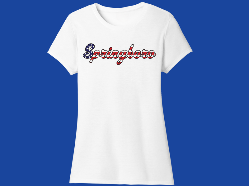 Ladies Cut T-shirt Patriotic City of Springboro 1815
