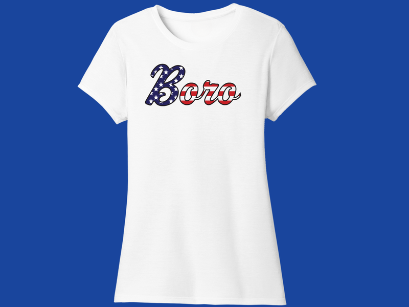 Ladies Cut T-shirt Patriotic SpringBoro Flag Script