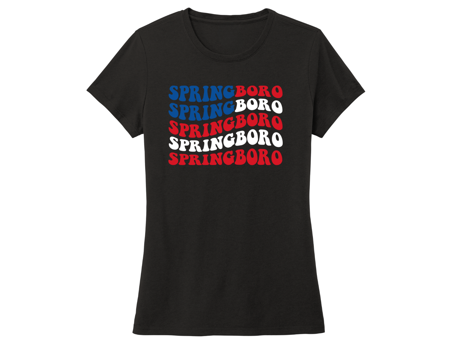 Ladies Cut T-shirt Patriotic Springboro Flag