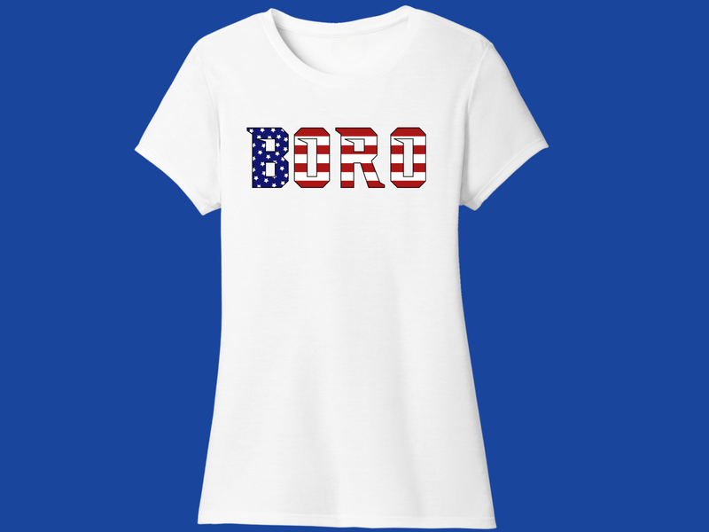Ladies Cut T-shirt Patriotic Springboro &quot;Boro&quot; Flag