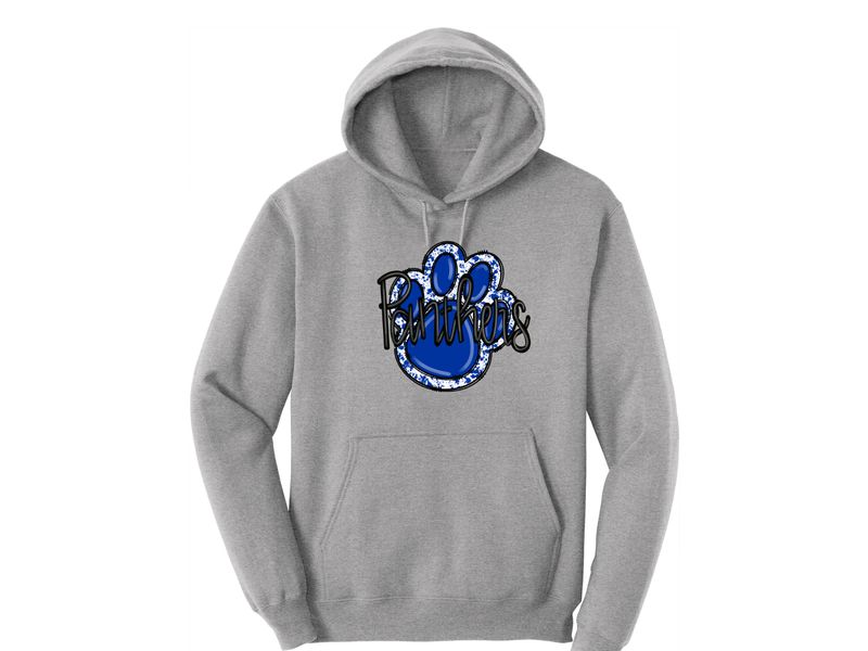 Youth Hooded Sweatshirt - Panthers Paw Print Paint Splatter WGS04