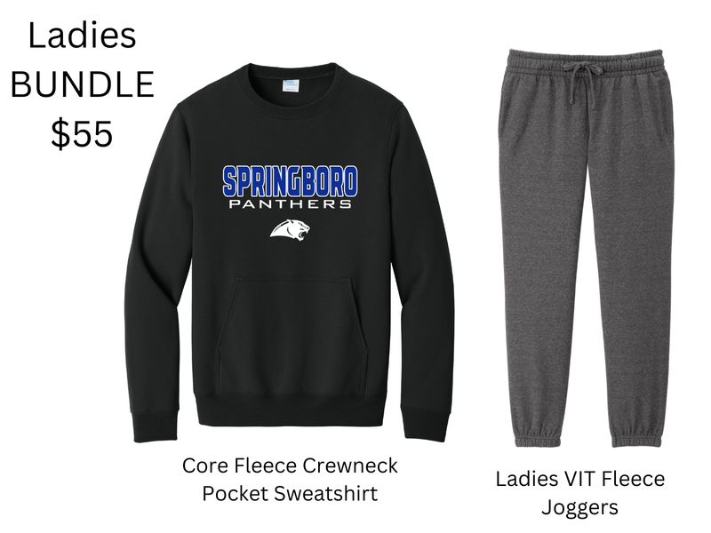 Ladies Pocket Crewneck &amp; Fleece Jogger Bundle